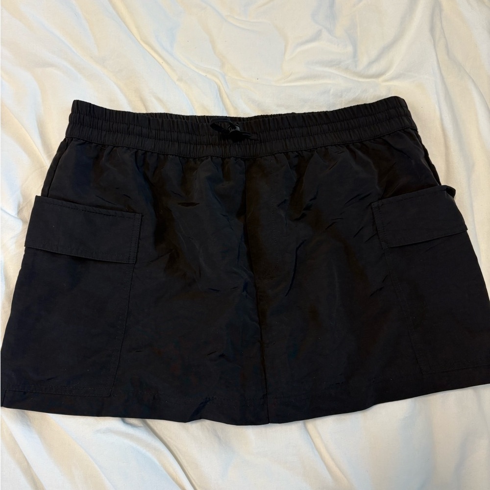 Zara Black Cargo Skort with Elastic Waistband